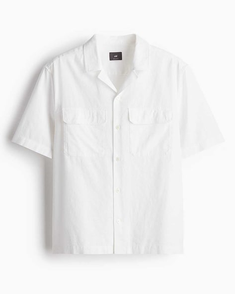 Men Regular Fit Linen-Blend Utility Shirt