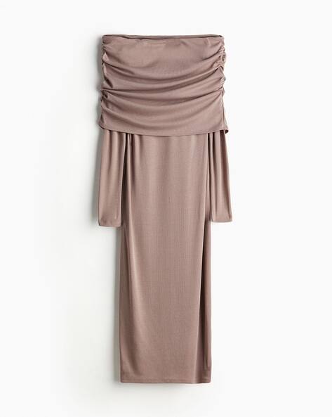 ladies h&m foldover-edge off-the-shoulder dress product info and reviews H&M Off-the-Shoulder Dress with Foldover Edge