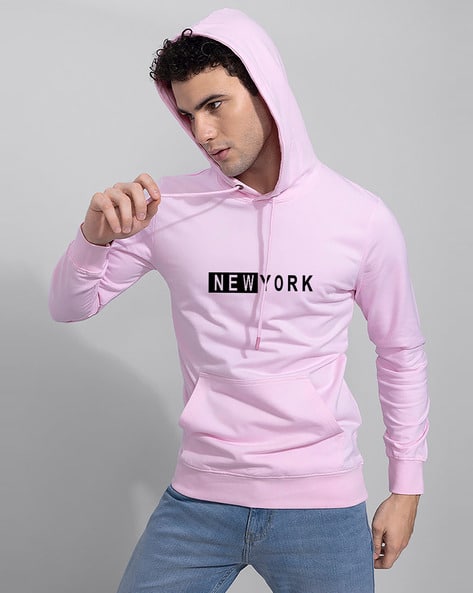 Fleece Hoodie Sweatshirt For Men Pink Man Fleece Hoodie