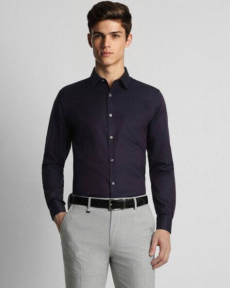 PETER ENGLAND Men Textured Slim Fit Shirt