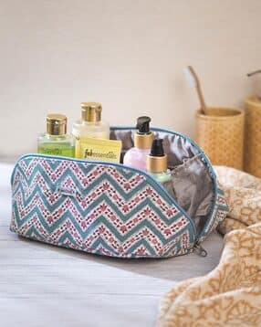 Multi Cotton Blend Printed Toiletery Bag-image-8