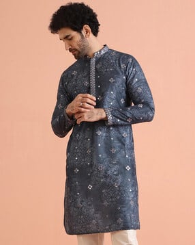 kisah Men Regular Fit Long Kurta with Mandarin Collar-picture-22
