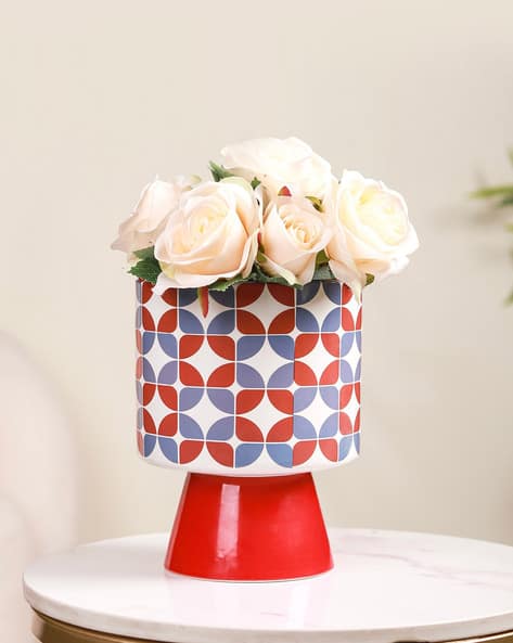 Nestasia Colourful Pedestal Vase Bauhaus Red Table