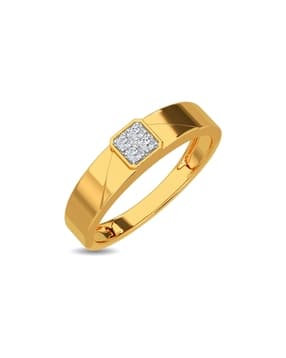 Yellow Gold Diamond Studded Ring - Luk Diamond Ring For Him-image-8