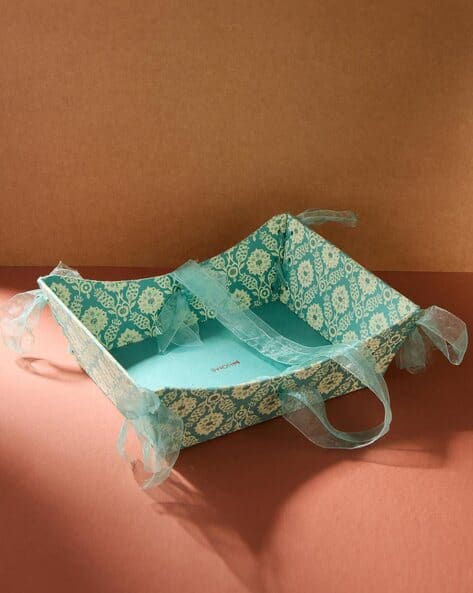 Fabindia Teal paper printed sarkhaab gift box