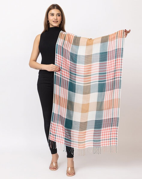 Checked Stole with Tassels Price in India