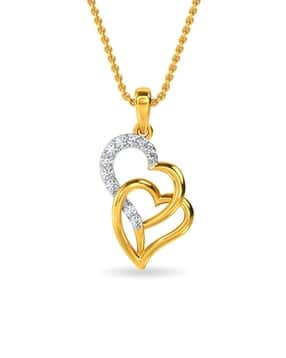 kisna jewellery Women Yellow Gold Diamond Studded Pendant - Twin Mate Heart-picture-44