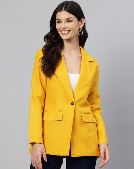Buy Mustard Blazers Waistcoats for Women by COTTINFAB Online