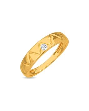 Yellow Gold Diamond Studded Ring - Leeo Diamond Ring For Him-image-31