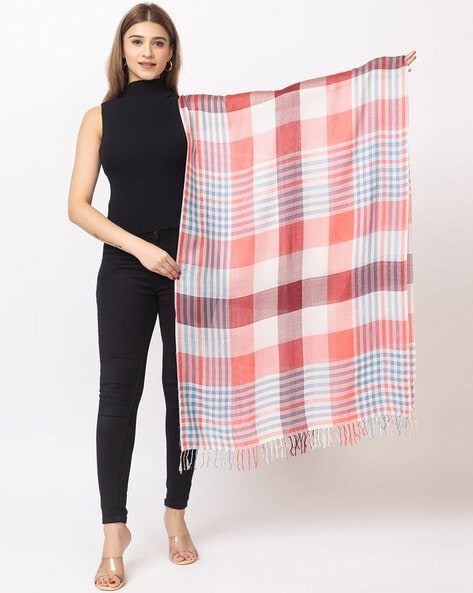 Checked Stole with Tassels Price in India