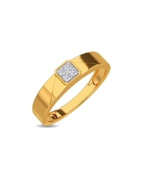 Yellow Gold Diamond Studded Ring - Luk Diamond Ring For Him-image-33