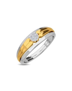 Yellow Gold Diamond Studded Ring - Samuel Diamond Ring For Him-image-29