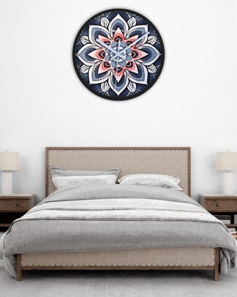 Olive Tree Mandal Print Round Analogue Wall Clock