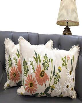 good vibes Set of 2 Embroidered Rectangle Cushion Covers 24" x 16"-picture-35