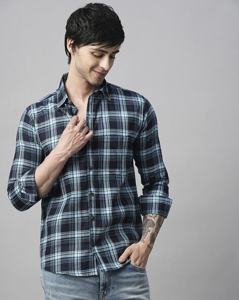 Men Checked Regular Fit Shirt with Full Sleeves