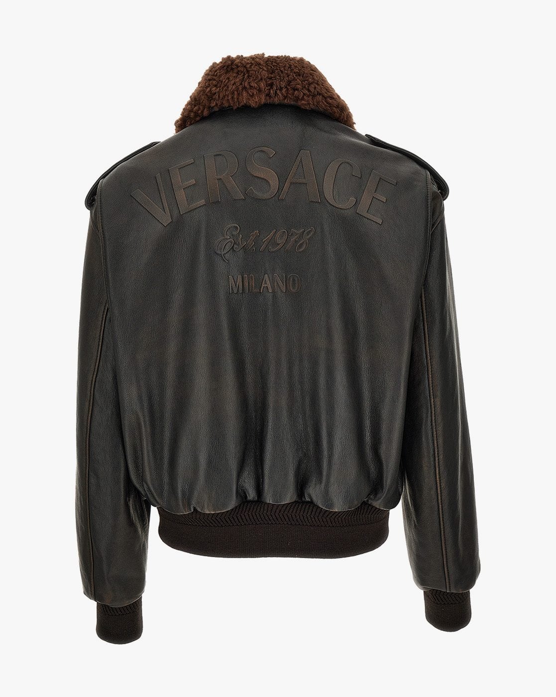ジャケット・アウター Versace leather fur coat VERSACE BLACK LEATHER & FUR PUFFER JACKET 1992