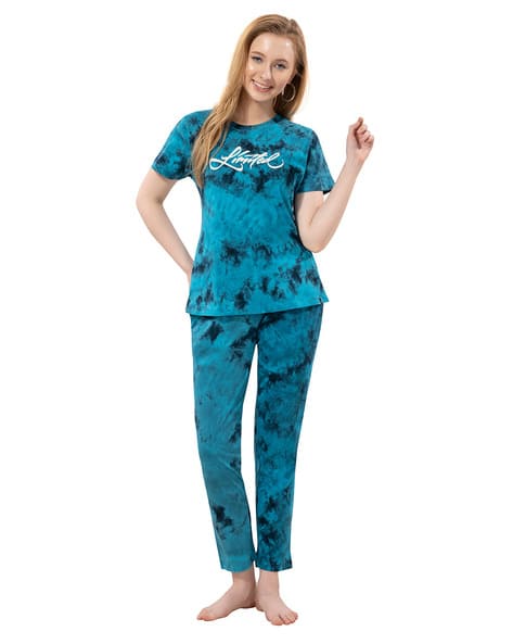 Women's Pure Cotton Tie Dye T-Shirt With Pajama Set