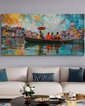 999store Banaras Ghats Framed Canvas Wall Art Painting-picture-18