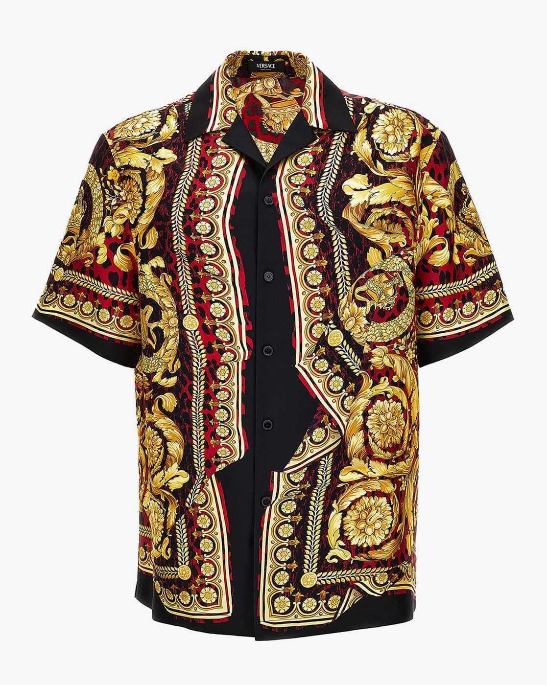 Buy VERSACE Wild Barocco Illusion Silk Shirt | Black Color Men