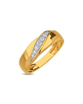 Yellow Gold Diamond Studded Ring - Aiden Diamond Ring For Him-image-28