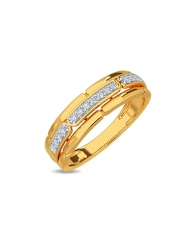 Yellow Gold Diamond Studded Ring - Julian Diamond Ring For Him-image-9