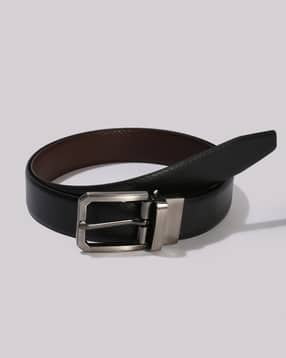 network Men Croc-Embossed Leather Belt with Buckle Closure-picture-13
