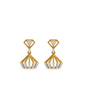 kisna jewellery Women Yellow Gold & Diamond Jhumkas-picture-0