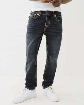 Buy TRUE RELIGION Men Mid Rise Jeans | Blue Color Men | AJIO LUXE
