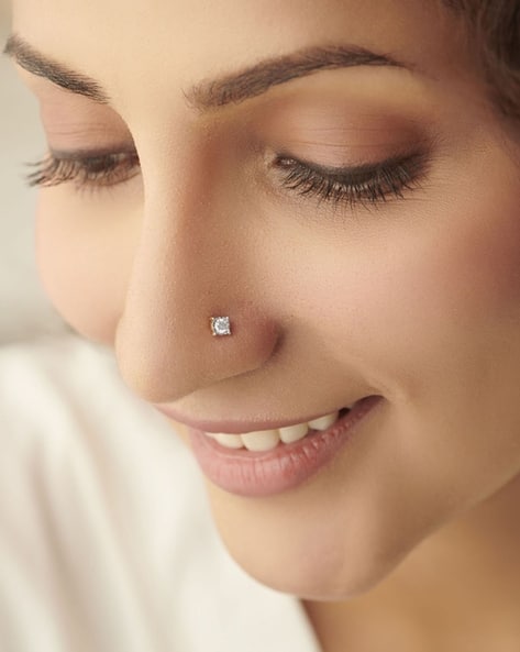 Diamond Stud Nose Gold Nose Hoop With Diamond Nose Ring With