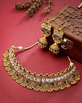 Gold-Plated Kundan-Studded Jewellery Set-image-7