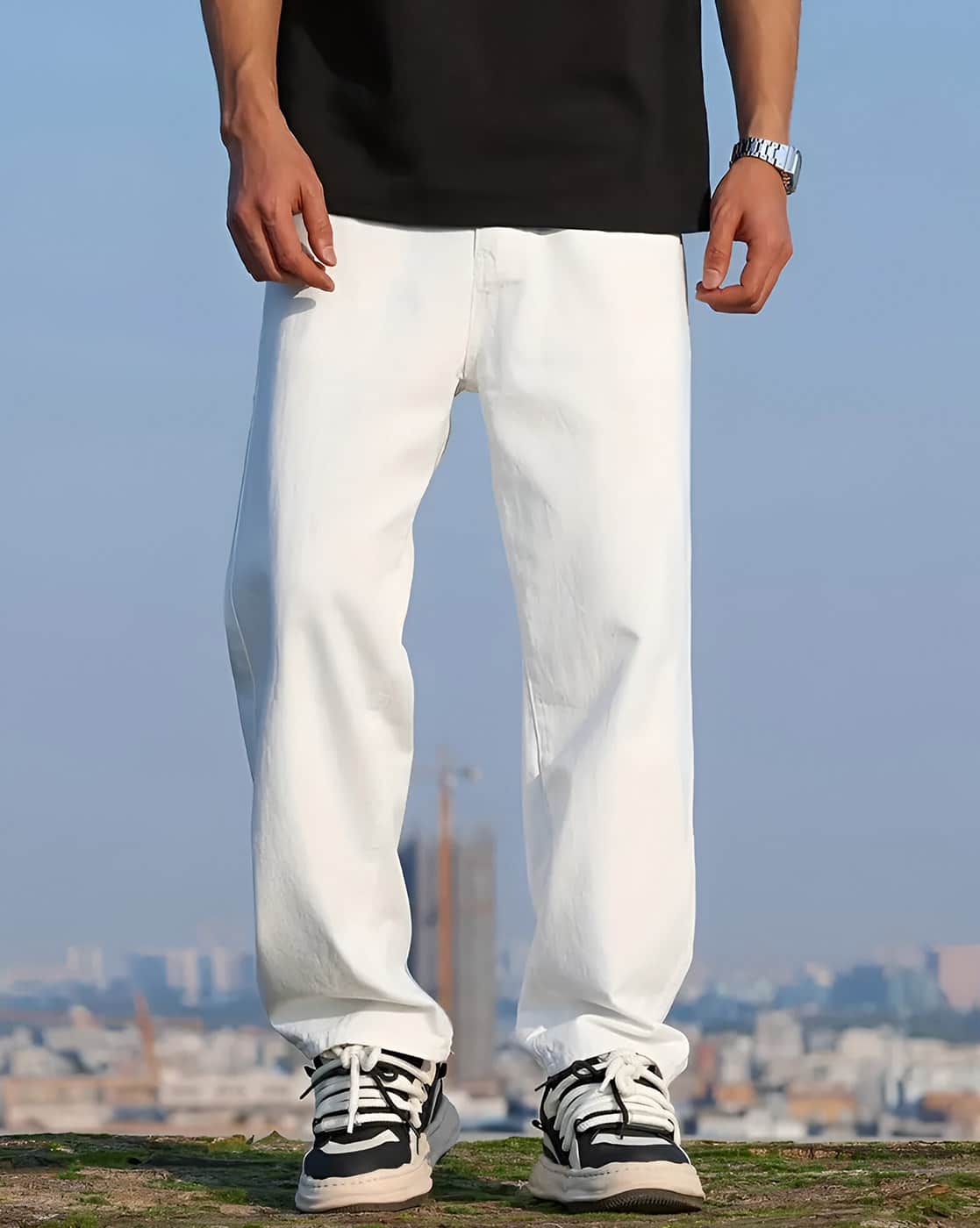 Men Mid-Rise Baggy High-Rise Mid-Wash Jeans