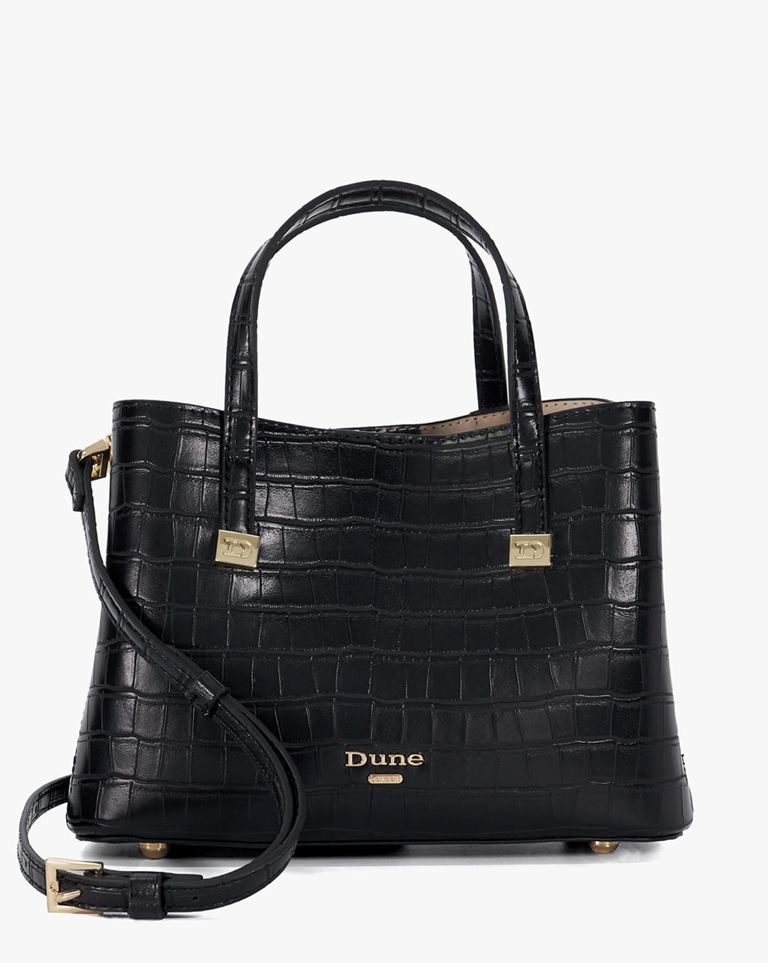 Dune London Women Dinkydorrio Croc-Embossed Shoulder Bag (Black)