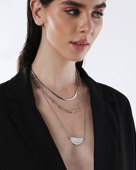 Sohi Women Silver-Plated Multi-Layered Necklace