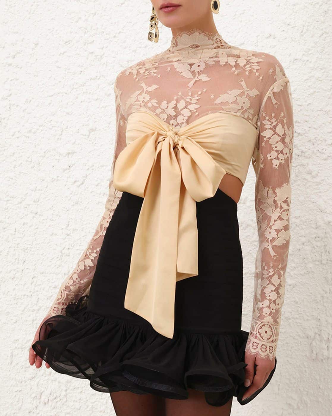 Lumignon Fur collar micro check dress Buy Zimmermann