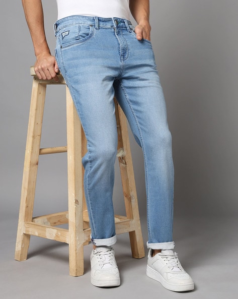 Men Mid-Wash Cropped Slim Fit Jeans