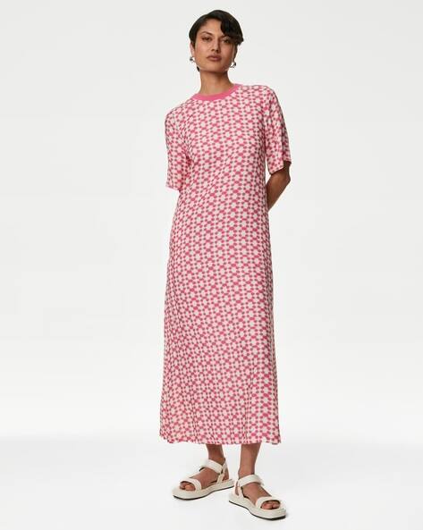 Marks & Spencer Cupro Rich Printed Midaxi T-Shirt Dress