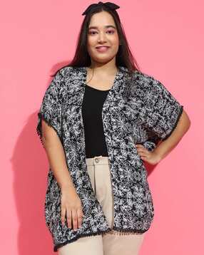 oxolloxo Women Printed Relaxed Fit Shrug with Short Sleeves-picture-12