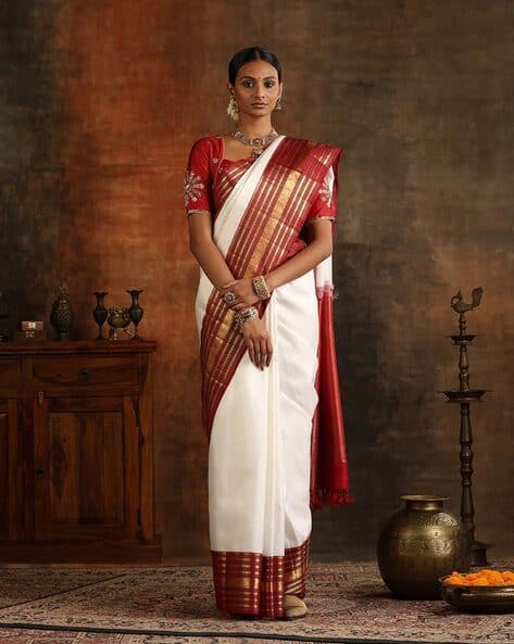Buy White Sarees for Women by MORLY Online