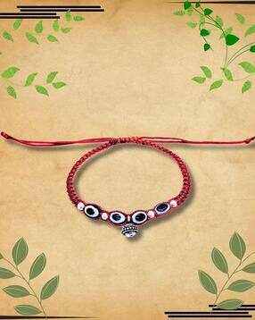 Unisex Silver Bell & Evil Eye Bracelet-image-5