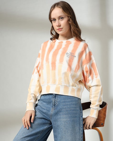 Lee Cooper Women Striped Boxy Fit Crew-Neck Sweatshirt