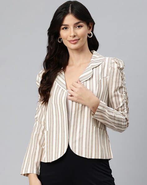 Women Striped Regular Fit Blazer