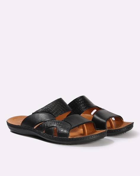 Men Croc-Embossed Slip-On Sandals