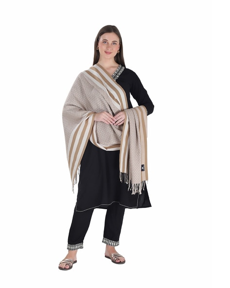 Women Striped Stole with Tassels Price in India