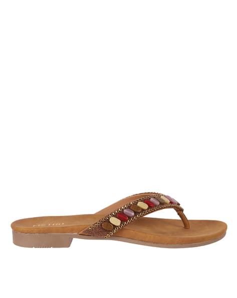 Buy Antique Gold Flat Sandals for Women by Metro Online