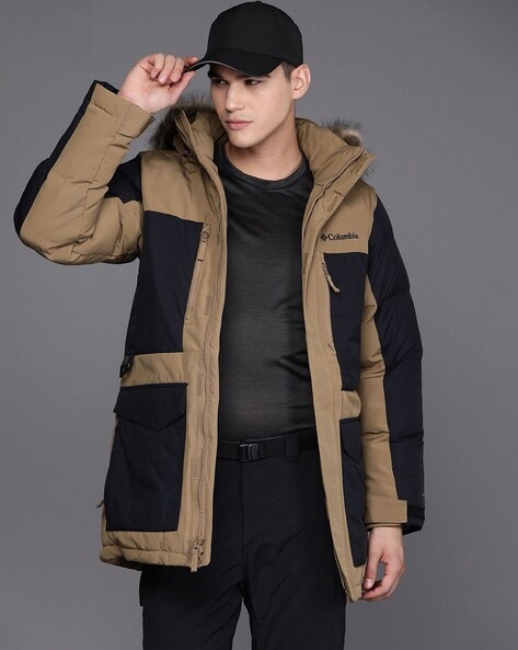 Men Colourblock Regular Fit Parka Jacket