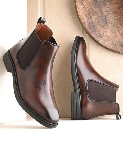 Men Round-Toe Ankle-Length Chelsea Boots