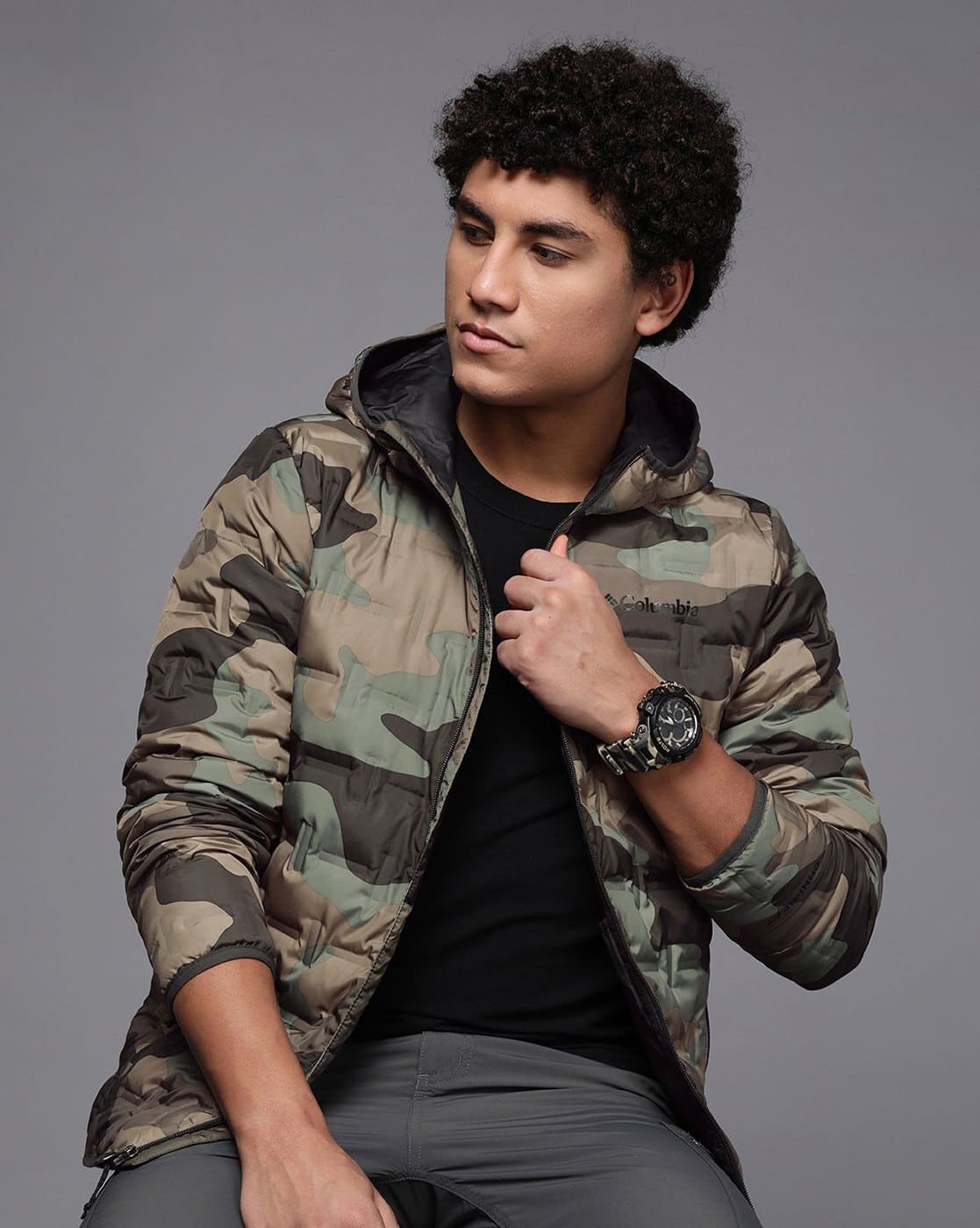 Columbia コロンビアhooded puffer jacket camo -1117Wx1400H-700437485-green-