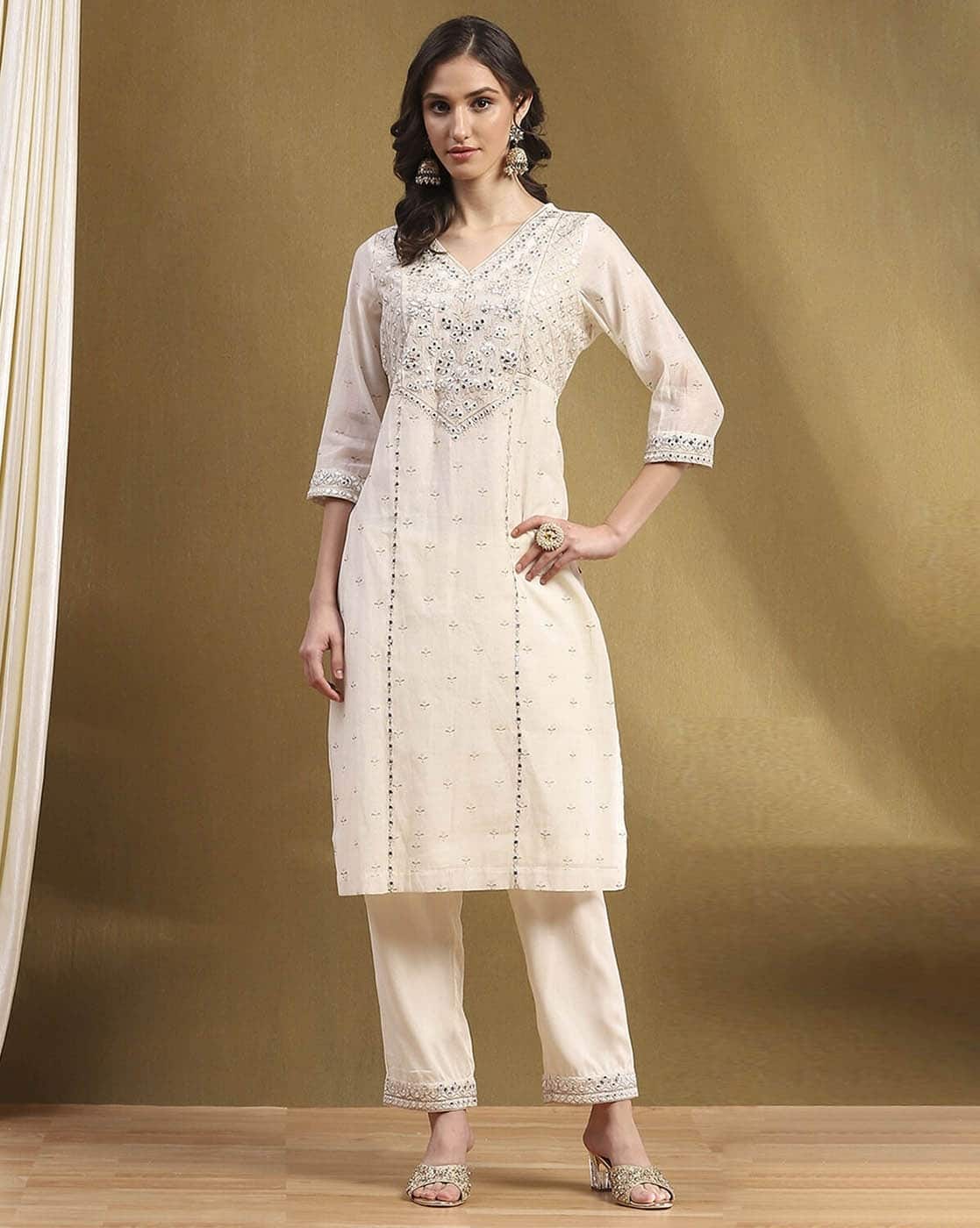 Buy Off White Kurta Suit Sets for Women by Biba Online