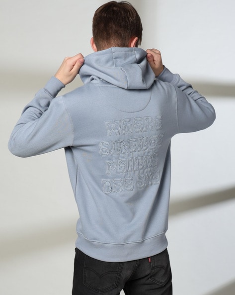 Men Typographic Print Regular Fit Hoodie