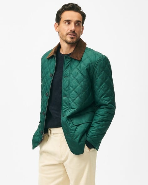 Men Diamond Quilted Regular Fit Trucker Jacket